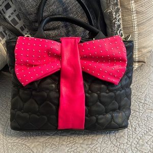 Betsey Johnson black with hot pink bow